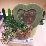 flannel rosa e scatola cuore coniglietti decoupage 3D verdi finti artificiali botanica renkalik per composizioni fiori pasquali allestimenti fioristi vetrine
