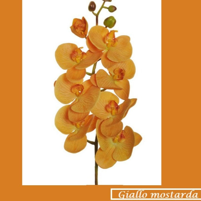ramo finto artificiale orchidea giallo mostarda per fai da te composizioni floreali fioristi piantina da arredamento casa ufficio negozio vetrina