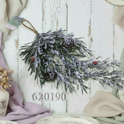 fuoriporta con neve finta artificiale rami finti pino verde abete foglie piante artificiali natalizie decorative Natale Stafil botanica uso composizioni fiori centrotavola ghirlande decorazioni addobbi fai da te
