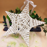 stella bianca vimini rattan vite viticcio rustico uso decorare albero Natale fai da te per fuoriporta fiocco nascita composizioni centrotavola