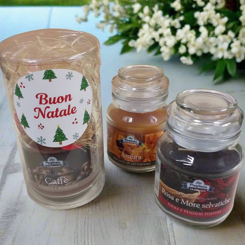 Les Parfums rosa more selvatiche ambra caffè candela profumata La Briantina aromaterapia colori profumi giare di vetro piccole idee da regalare bomboniere matrimonio ricordini particolari originali natalizi regalino