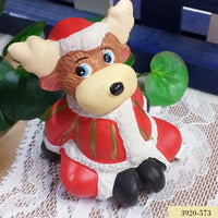 piccola renna rossa terracotta ceramica uso animali del bosco per decorazioni con Babbo Natale fai da te addobbi natalizi vetrine