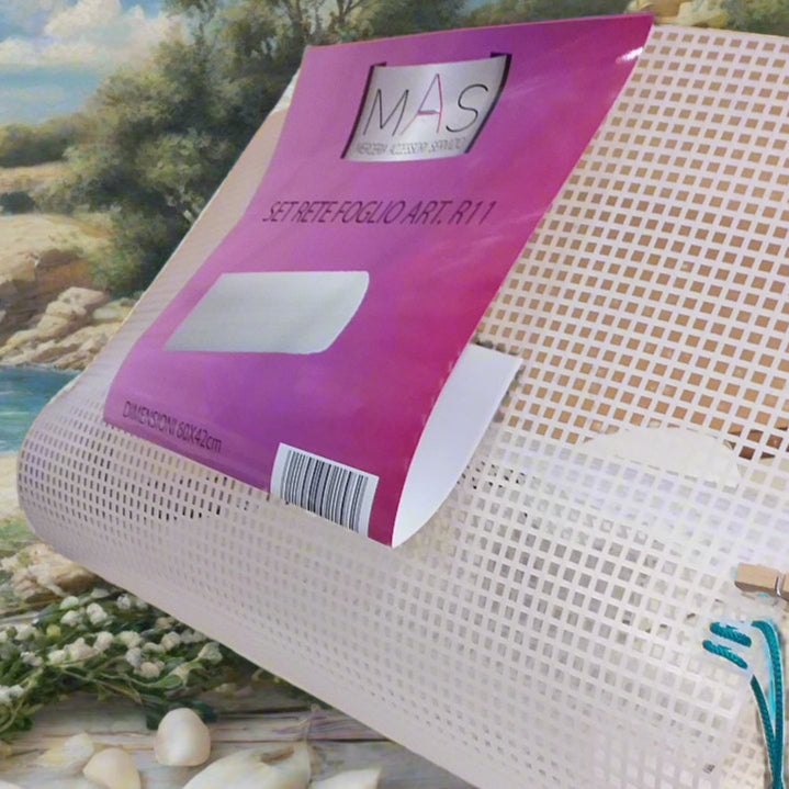 canovaccio foglio 42 x 60 cm quadratino rete 5 mm plastica canvas bianca  indurente per borse uncinetto o mezzo punto croce come pochette borsellini shopper telaio per lavori di tessitura