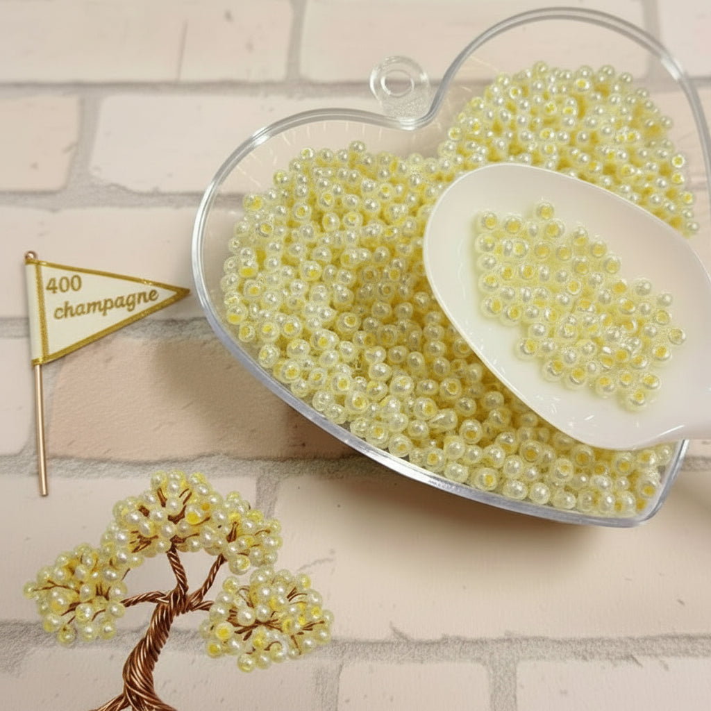 2.5 mm 9/0 giallo champagne conteria rocailles vetro perline creare lavori tecnica Veneziana di Murano lavorazione collane gioielli fiori artigianali mimosa piante alberi bonsai