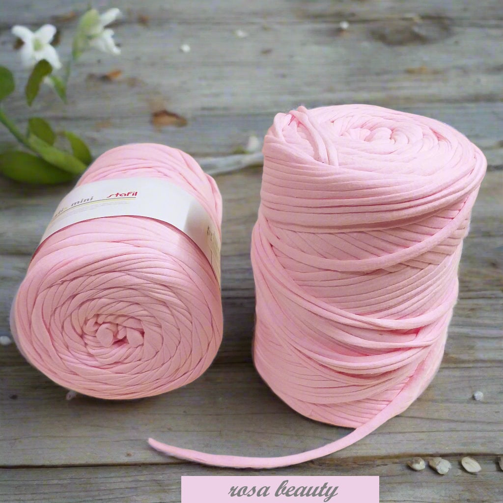rosa beauty fettuccia cotone elastico stafil Noodles per borse uncinetto  pochette clutch bags abbigliamento moda sportina borsina cestini bimbi pelosetti cucce culle