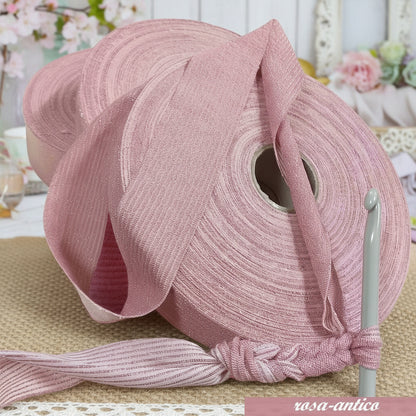 fettuccia rosa antico vintage lycra pizza  lurex glitter brillantinata per borse uncinetto pochette clutch bags cerimonia matrimonio confezioni regalo pasquali