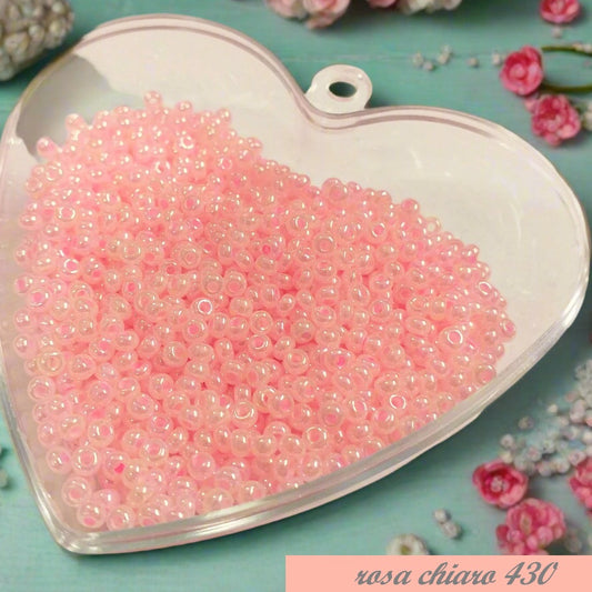 rosa chiaro colore perline rocailles conteria vetro per creare bomboniere di perle fiori rose Veneziane piante bonsai alberi bijoux di bigiotteria