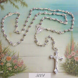 collana rosario perle metalliche con Crocifisso e madonnina uso ricordino souvenir religioso idea regalo e bomboniera comunione cresima