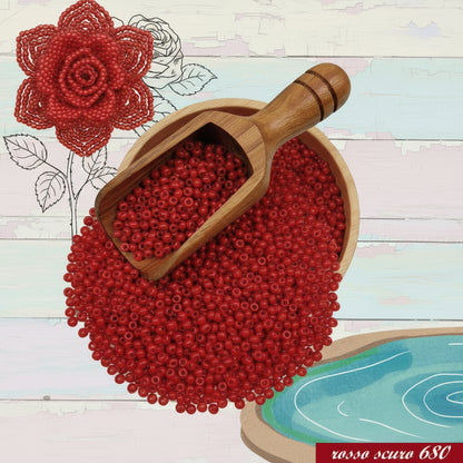 rosso scuro 680 perline di vetro perlato lucido 2.5 mm 9.0 conteria veneziana rocailles beads uso per hobby fiori centrini tessitura bonsai alberi piantine animaletti bigiotteria