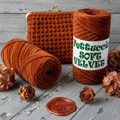 colore ruggine coccio fettuccia soft velvet velluto MAS per borse uncinetto, tipologia tubolare