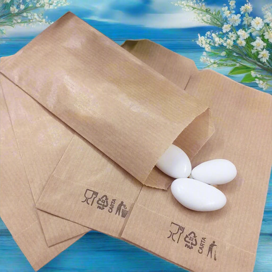 mini sacchetti alimentari di carta 7 x 13 colore kraft beige avana per confezionamento packaging portaconfetti confettata bomboniere matrimonio comunione battesimo cresima