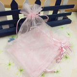 grandi sacchettini organza rosa 12 x 17 cm bustine tirante per confezionare bomboniere sacchetti regalo packaging bigiotteria gioielli bijoux collane