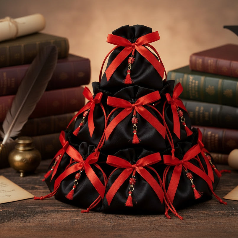 torta a 3 piani idee originali come confezionare portaconfetti laurea bomboniere sacchettino di raso nero con ciondolo coccinella portafortuna nappina rossa,  simboli grafici vintage