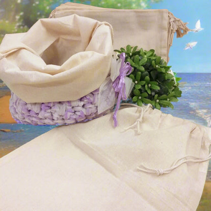 idea con sacchetto cotone coulisse corda per interno o packaging borse uncinetto a rete shopper bags fettuccia
