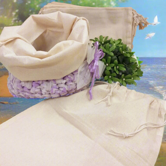 idea con sacchetto cotone coulisse corda per interno o packaging borse uncinetto a rete shopper bags fettuccia