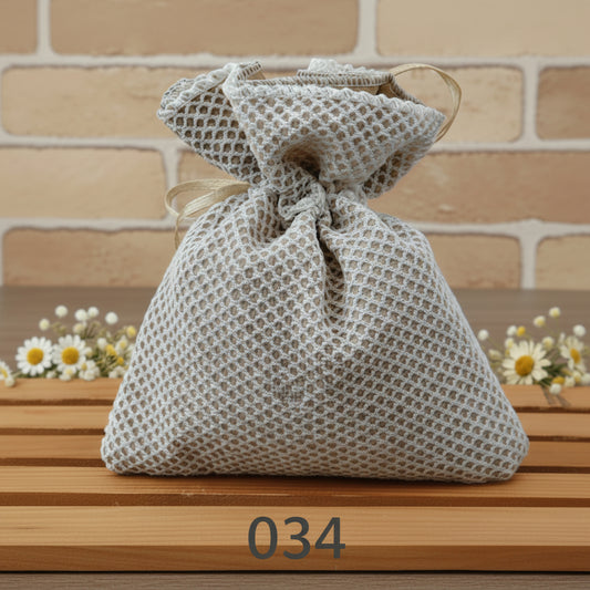 sacchettino tela tortora rete rustico naturale corda portaconfetti bomboniere fai da te e confettata matrimonio battesimo comunione cresima compleanno