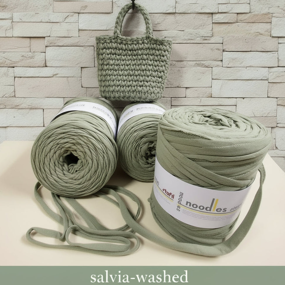 verde salvia chiaro washed fettuccia per borse  uncinetto Noodles Stafil cotone elastico