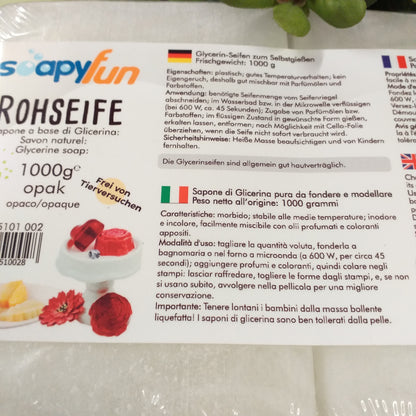 fai da te saponette con sapone di glicerina pura da fondere e modellare peso netto 1000 grammi = kilo naturale non testato su animali modalità uso caratteristiche