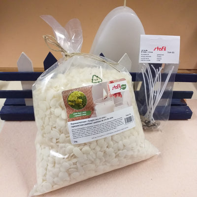 Scaglie cera da olio vegetale di colza candele green fai da te