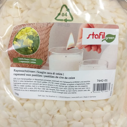 mpn 7642-01 vendita da 1 kg scaglie cera di colza pastiglie lenticchie da olio vegetale stafil green kit creare candele ecologiche fai da te con stoppini cerati