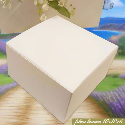 scatola quadrata scotton fibra bianco 10 x 10 x 6 cm bassa pieghevole cartoncino per confezionare bomboniera fai da te packaging idea regalo