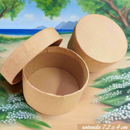 7.2 x 4 cm rotonde piccole cappelliere scatole cartone per decorare decoupage scatoline confezionamento regali pasquali natalizi bomboniere packaging applicazioni tessuto