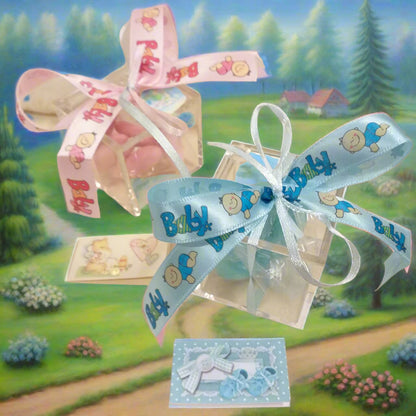 scatoline portaconfetti baby bebè rosa bimba femminuccia azzurro blu maschietto da confezionare bomboniere nascita Battesimo