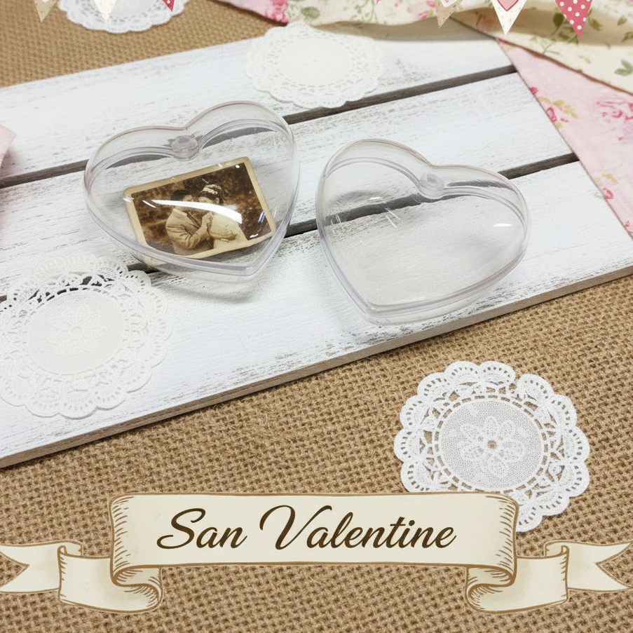 scatoline forma cuori plastica apribili trasparenti divisibili in acrilico plexiglass per confetti bomboniere hobby creativi confezionare regalini san valentino festa mamma