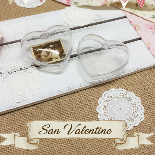 scatoline forma cuori plastica apribili trasparenti divisibili in acrilico plexiglass per confetti bomboniere hobby creativi confezionare regalini san valentino festa mamma