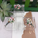 forma cubetto plastica rigida plexiglass trasparente scatoline vuote da confezionare portaconfetti fiori porcellana bomboniere fai da te