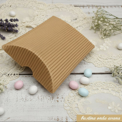 bustina avana cartone ondulato beige scatoline portaconfetti fai da te bomboniere compleanno uso confezionamento confetti packaging ricordini souvenir bijoux