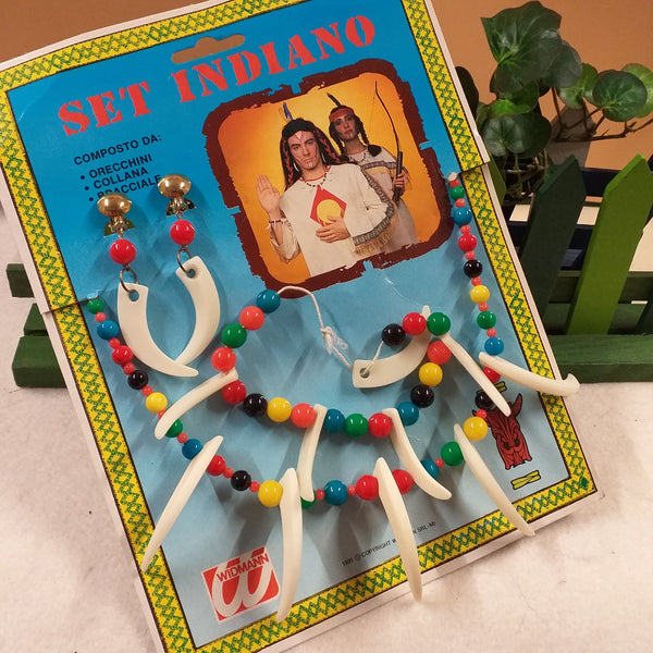 set indiano composto da orecchini collana bracciale bigiotteria di plastica per costume Carnevale Widmann
