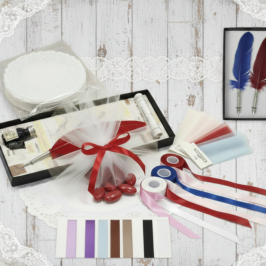 come confezionare confetti con inchiostro stilografico colore-nero pennini di ricambio penna piuma set calligrafia astuccio box regalo idea bomboniera