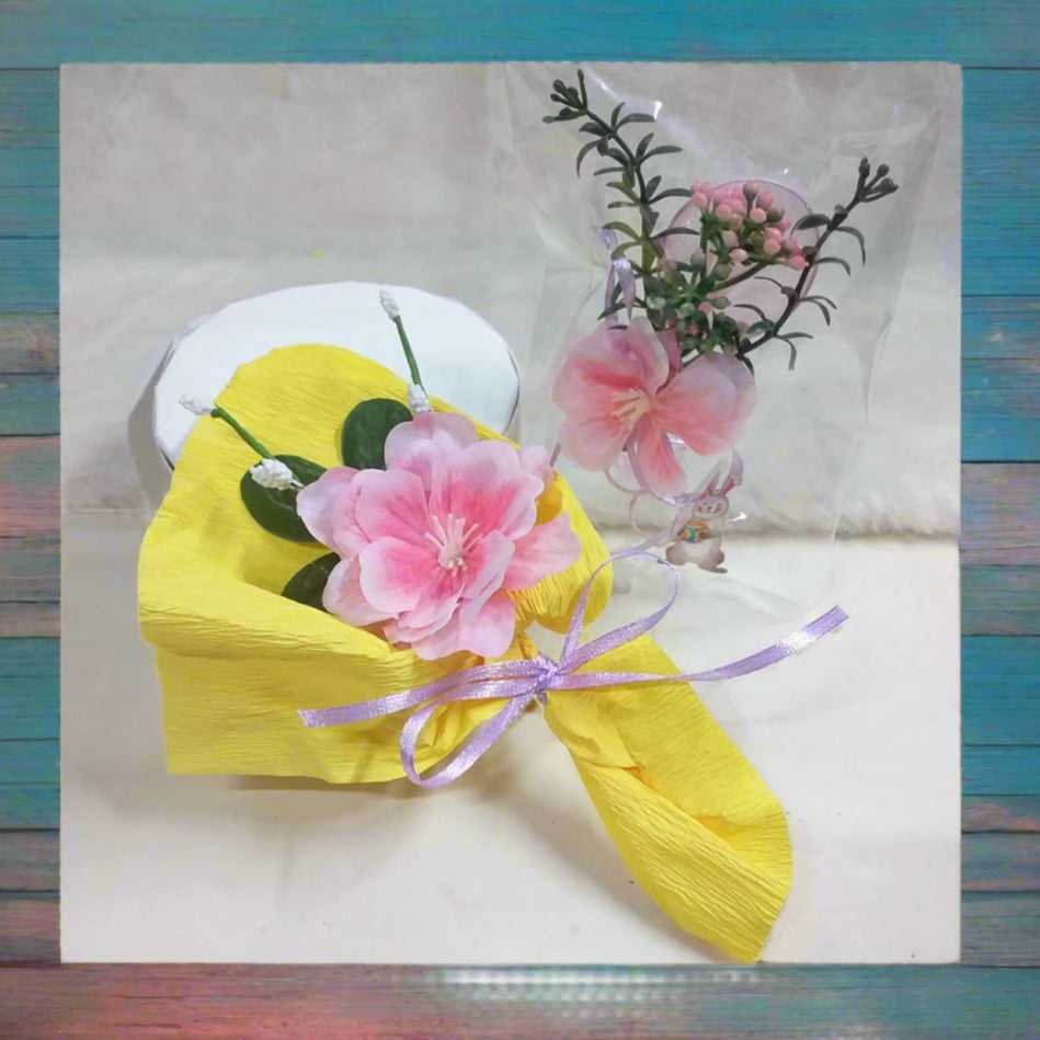 shop vetrina ulivo pick mazzolino bouquet piccolo miniatura fiori di pesco finto artificiale di stoffa pistilli foglie uso segnaposto ristorante chiudipacco regalo decorazioni fioristi pasquale