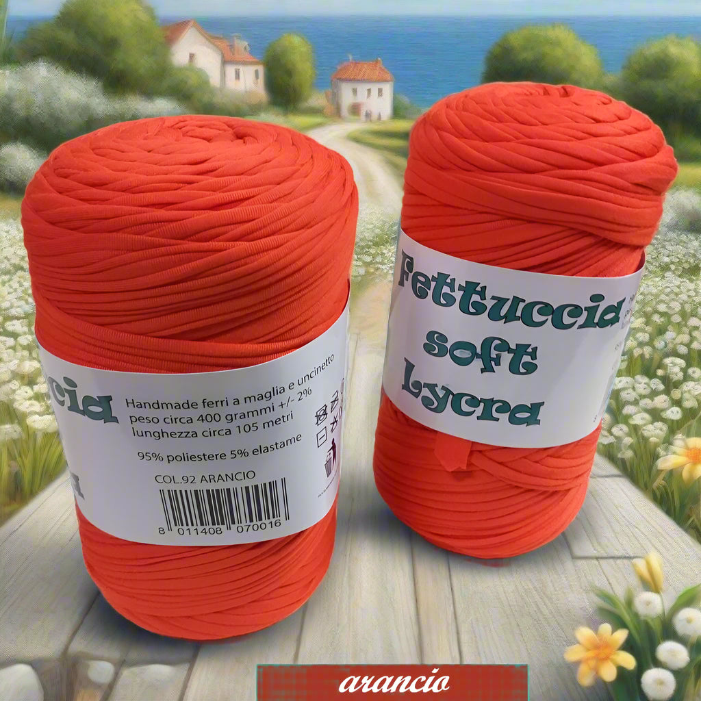 arancione colore 92 crochet shop lycra soft fettuccia borse uncinetto merceria accessori servizio mas produttore PL4000 poliestere con elastane morbida uso crochet pochette clutch bags abbigliamento moda shopper cestini 