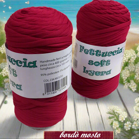 bordò mosto crochet shop lycra soft fettuccia borse uncinetto merceria accessori servizio mas produttore PL4000 poliestere con elastane morbida uso crochet pochette clutch bags abbigliamento moda shopper cestini 