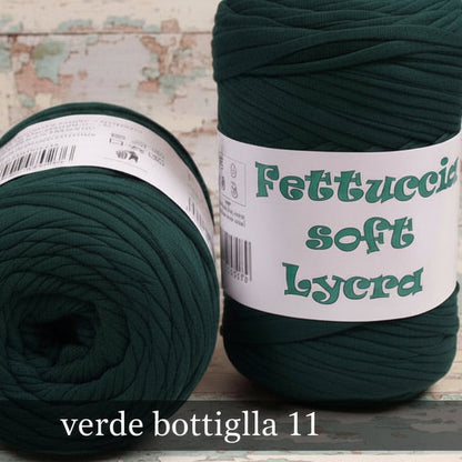 verde bottiglia colore 11 crochet shop lycra soft fettuccia borse uncinetto merceria accessori servizio mas produttore PL4000 poliestere con elastane morbida uso crochet pochette clutch bags abbigliamento moda shopper cestini 