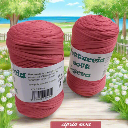 rosa cipria colore 7 crochet shop lycra soft fettuccia borse uncinetto merceria accessori servizio mas produttore PL4000 poliestere con elastane morbida uso crochet pochette clutch bags abbigliamento moda shopper cestini 
