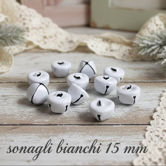 15 mm sonagli campanellini tintinnanti natalizi pasquali bianchi uso creare bambole angioletti Natale Pasqua fai da te albero confezioni pacchetti regalo shabby chic