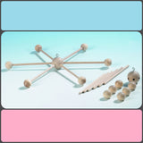 13 pezzi = componenti palline sfere bastoncini HobbyFun giostrina mobile kit da assemblare fai da te per costruire forma sostegno telaio supporto croce stella 6 braccia di legno