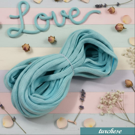 turchese cordoncino tubolare corda da riempire di filo modellabile tubecord stafil green tricotin pronto per creare scritte nomi decorazioni fiori farfalle fuoriporta coccarda fiocco nascita bimbo