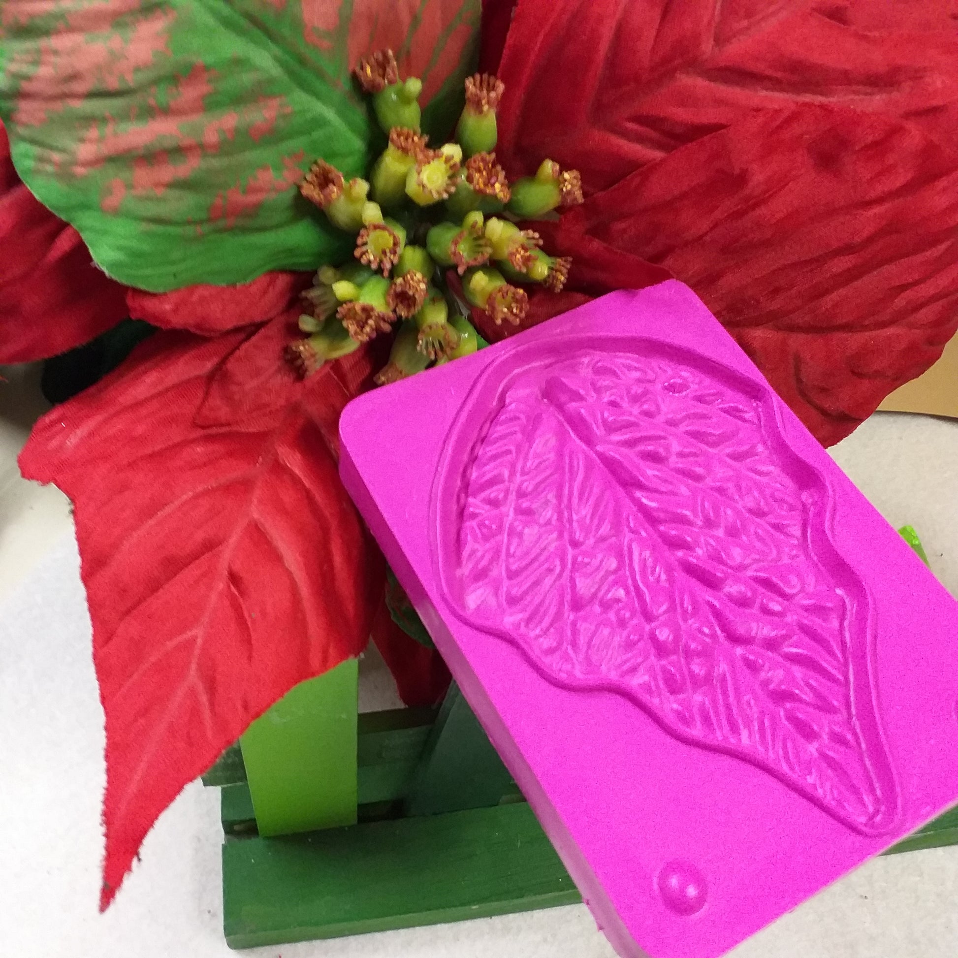 petalo singolo fiori artificiali creare con stampi Stafil, velluto Renkalik rosso verde termo-formabile termo-modellabile per stella di natale kit botanica ramo pino pick bacche pistilli dorati composizioni floreali