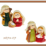 gruppo Natività Giuseppe Maria Gesù Bambino statuine Presepe miniatura ceramica artigianale etnico moderno originale colorate rosso verde