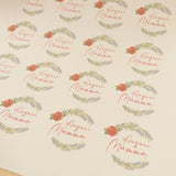 cartella foglio sticker adesivo da staccare tag rotondo etichetta di auguri per la festa della mamma con rosa rossa lavanda ramo