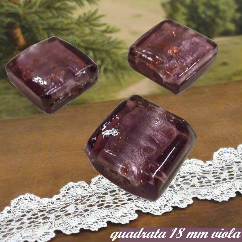 viola ametista forma quadrata perle di vetro stile murano pietre fai da te bigiotteria collane braccialetti