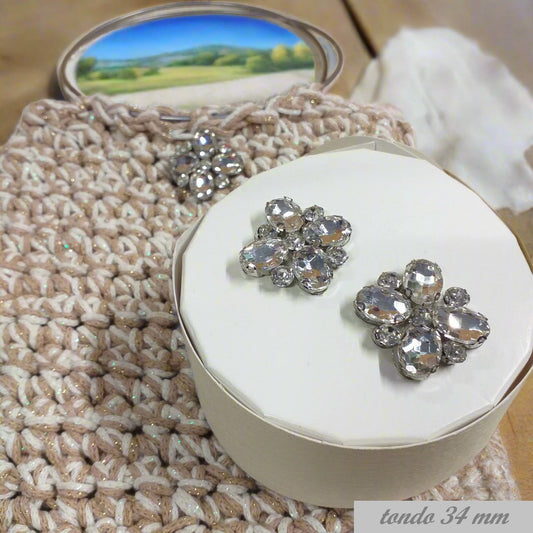 fiori rotondi 34 mm cristalli strass fiori ovali applicazioni termoadesive per borse scarpe abbigliamento cerimonia sandali pochette clutch bags da stirare con il ferro da stiro