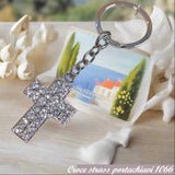Brillantini strass Croce portachiavi bomboniera Prima Comunione Santa Cresima ricordino souvenir religioso sacro party favors