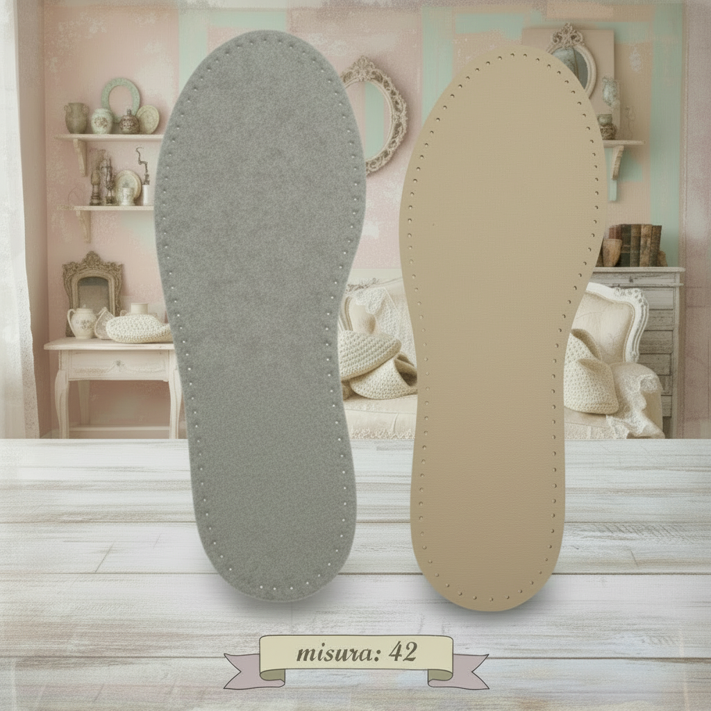 accessori lavoro all'uncinetto con solette forate feltro ecopelle uso basi suole ciabatte pantofole babucce maglia lavori fai da te artigianali stoffa tessuto pannolenci