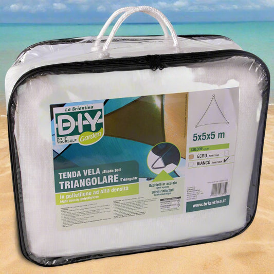 5 metri vela tenda copertura ombreggiante triangolare polietilene bianca parasole estate giardino spiaggia mare piscina