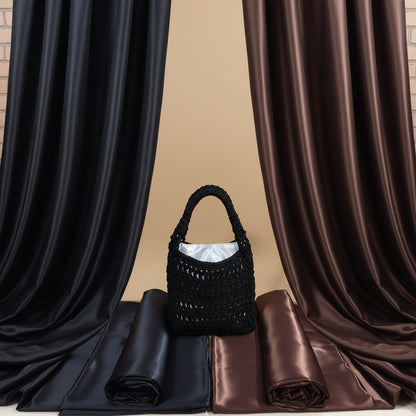 nero panna marrone colori tessuto stoffa in raso poliestere lucido opaco per abbigliamento borse uncinetto sacchetto interno pochette a rete
